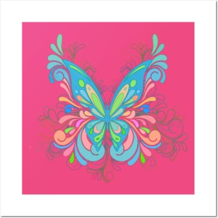 Elegant butterfly Teal Posters and Art